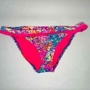 Victoria's Secret Floral Print Ruffle Trim Bikini Bottoms Women's Size Small